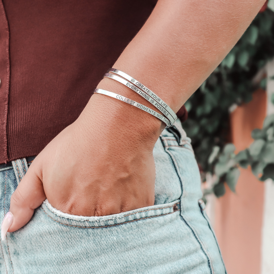 Quote Bracelet - Collect moments not things | silver + rose (1 pcs)