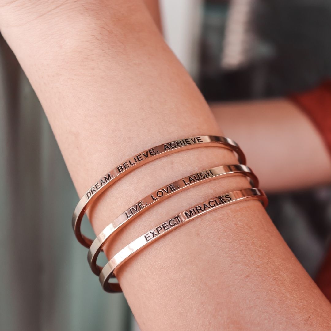 Quote Bracelet - Dream, Travel, Discover | silver + rose (1 pcs)