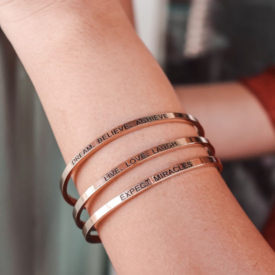 Quote Bracelet - Dream, Travel, Discover | silver + rose (1 pcs)