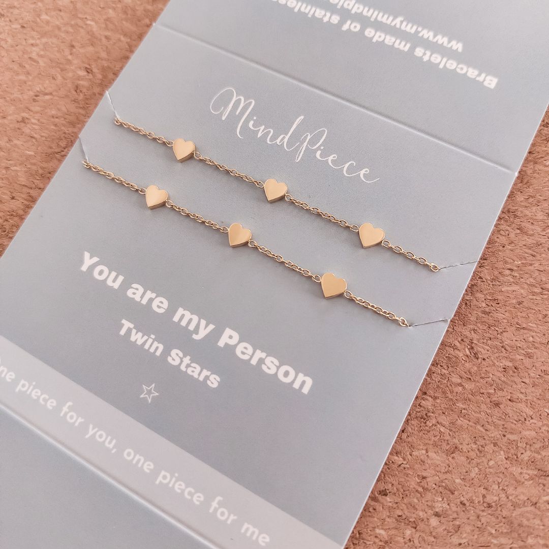 Bracelet heart (2 pcs) | you are my person - gold & silver