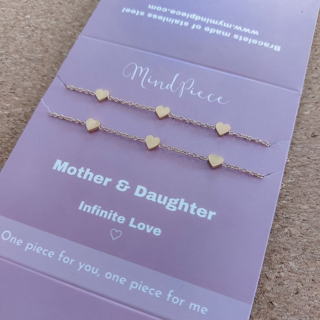 Bracelet heart (2 pcs) | mom & daughter - gold & silver