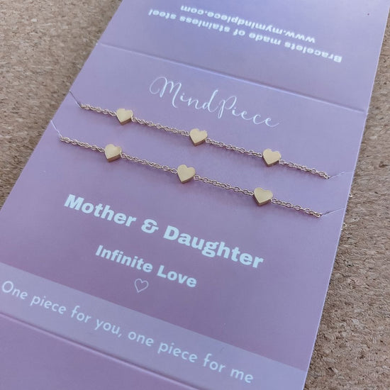 Bracelet Heart 2 pcs - Mom & Daughter | Gold + Silver