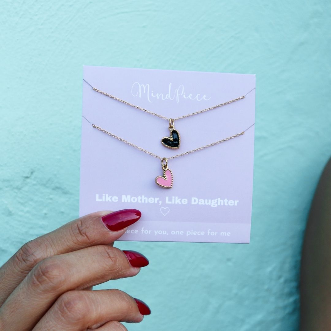 Necklaces Enamel Heart (2pcs) - Mom & Daughter |  Adults & Kids