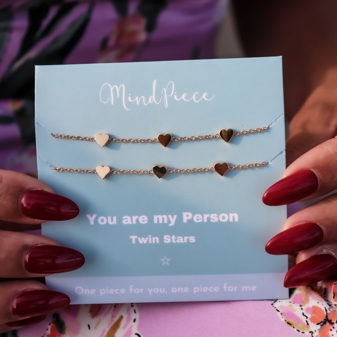 Bracelet heart (2 pcs) | you are my person - gold & silver