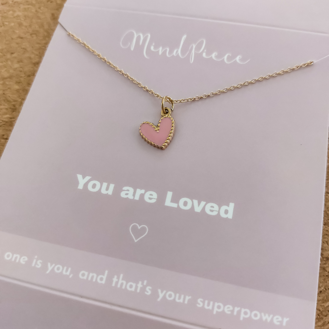 Necklace Enamel Heart - Pink