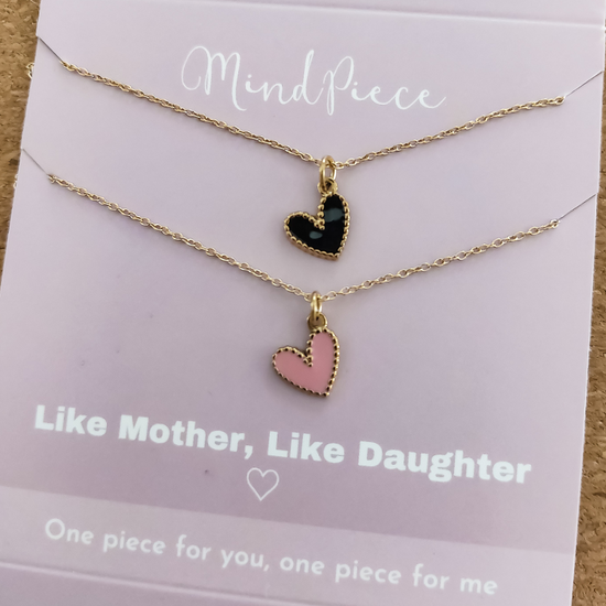 Load image into Gallery viewer, Necklaces enamel heart (2pcs) | mom &amp;amp; daughter - gold
