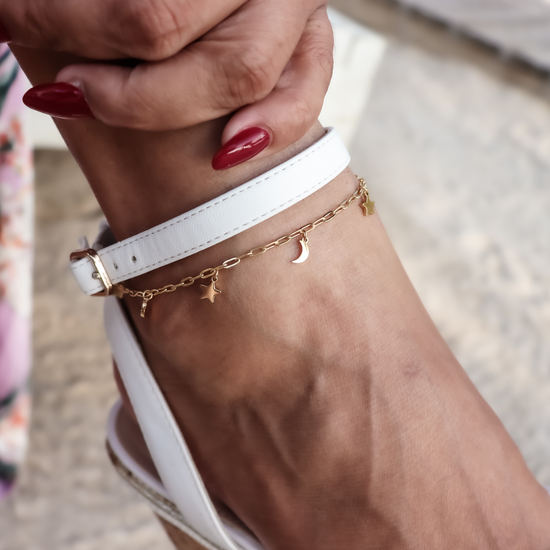 Anklet - Moon and the Stars | Gold & Silver