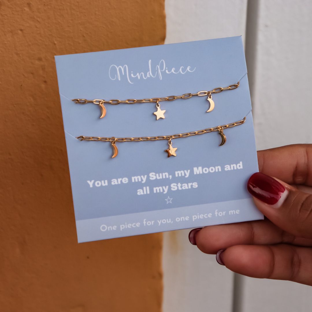Anklet Moon 2 pcs - You are all my stars | Gold & Silver
