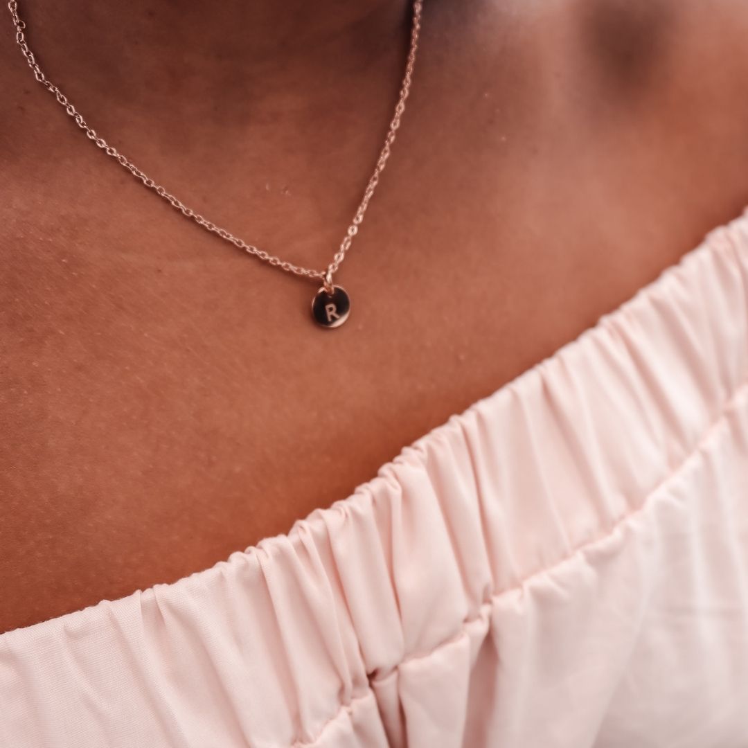 Necklace initial mini disc | A to Z - gold