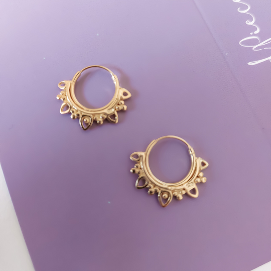 Hoop Earring Solid Dotty Flower - XS 12 mm | gold plated