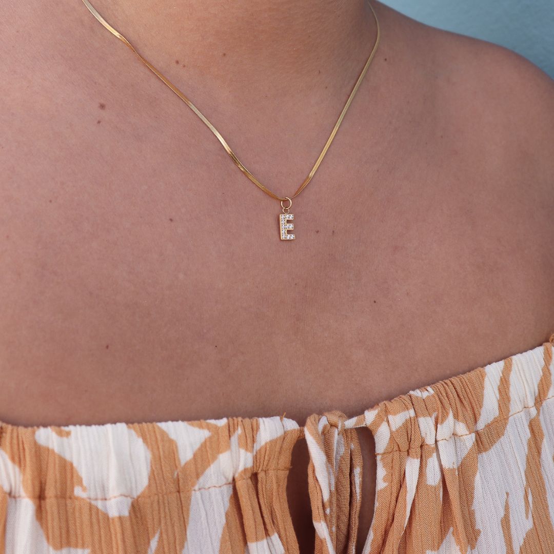 Necklace Initial Zirconia - Gold