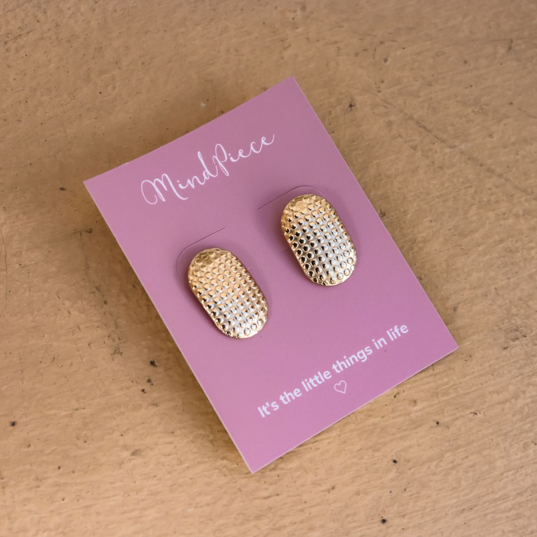Ear studs rectangle - gold & silver